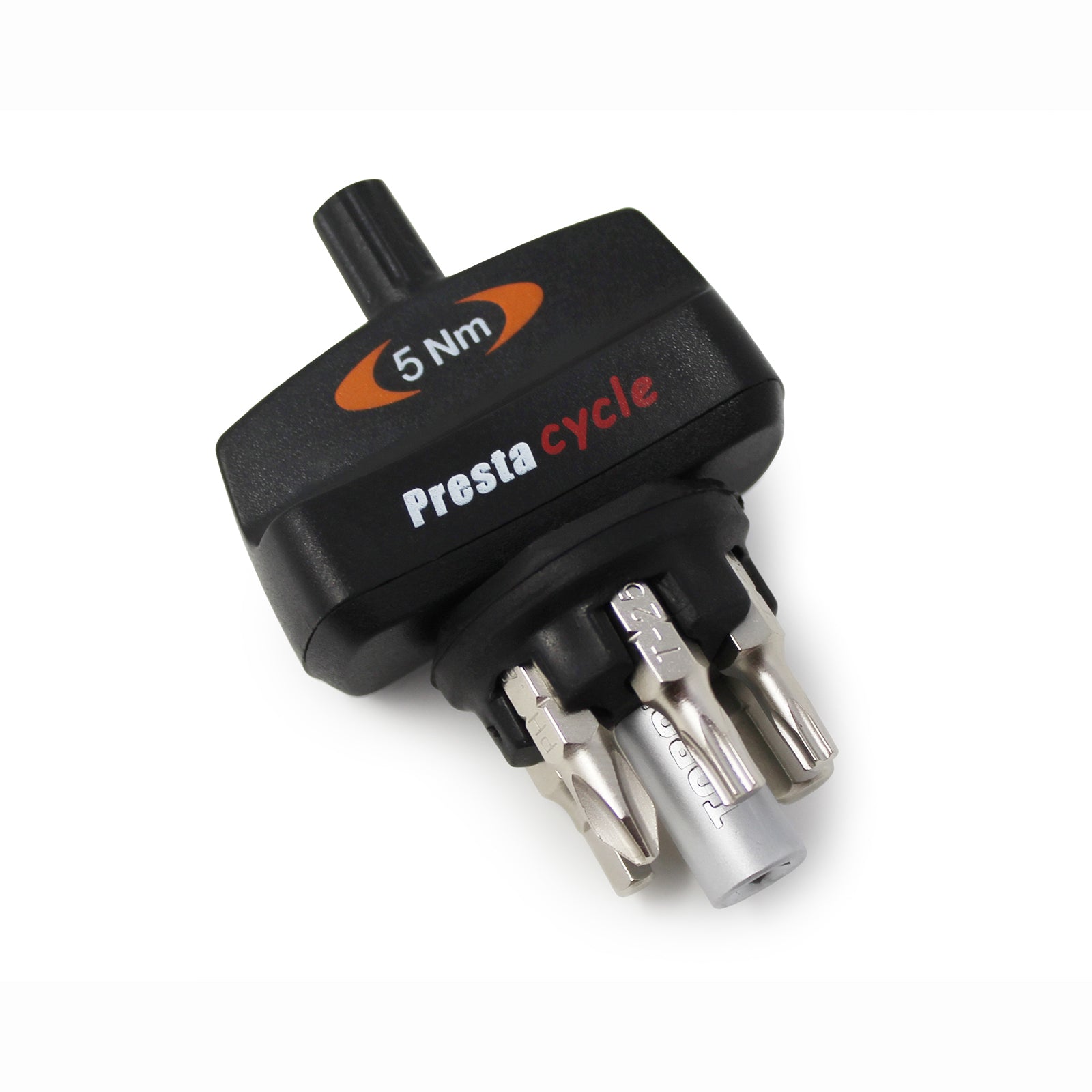 The Prestacycle Mini TorqKeys preset torque tool bundle includes 3Nm, 4Nm, and 5Nm tools with six metal bits and holder, providing precise adjustments with no calibration needed.