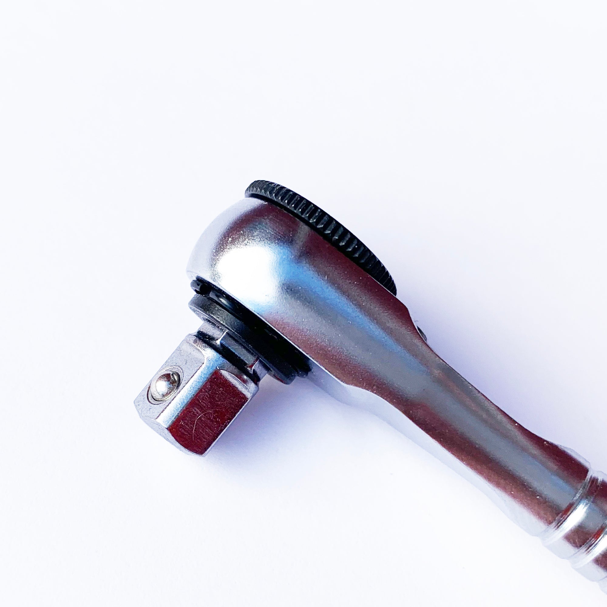 A close-up of the Prestacycle Professional Low-Profile 1/4 Hex to 1/4 Square Socket Adapter, made from hardened S2 steel, is shown on a white background highlighting its head and square drive.