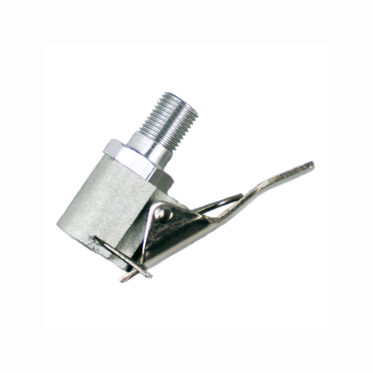 The Prestacycle Automotive Quick-Clip™ Schrader Head is a 6061-T6 alloy metal air chuck with a lever clip, designed to connect vehicle tires to Schrader valves for inflation.