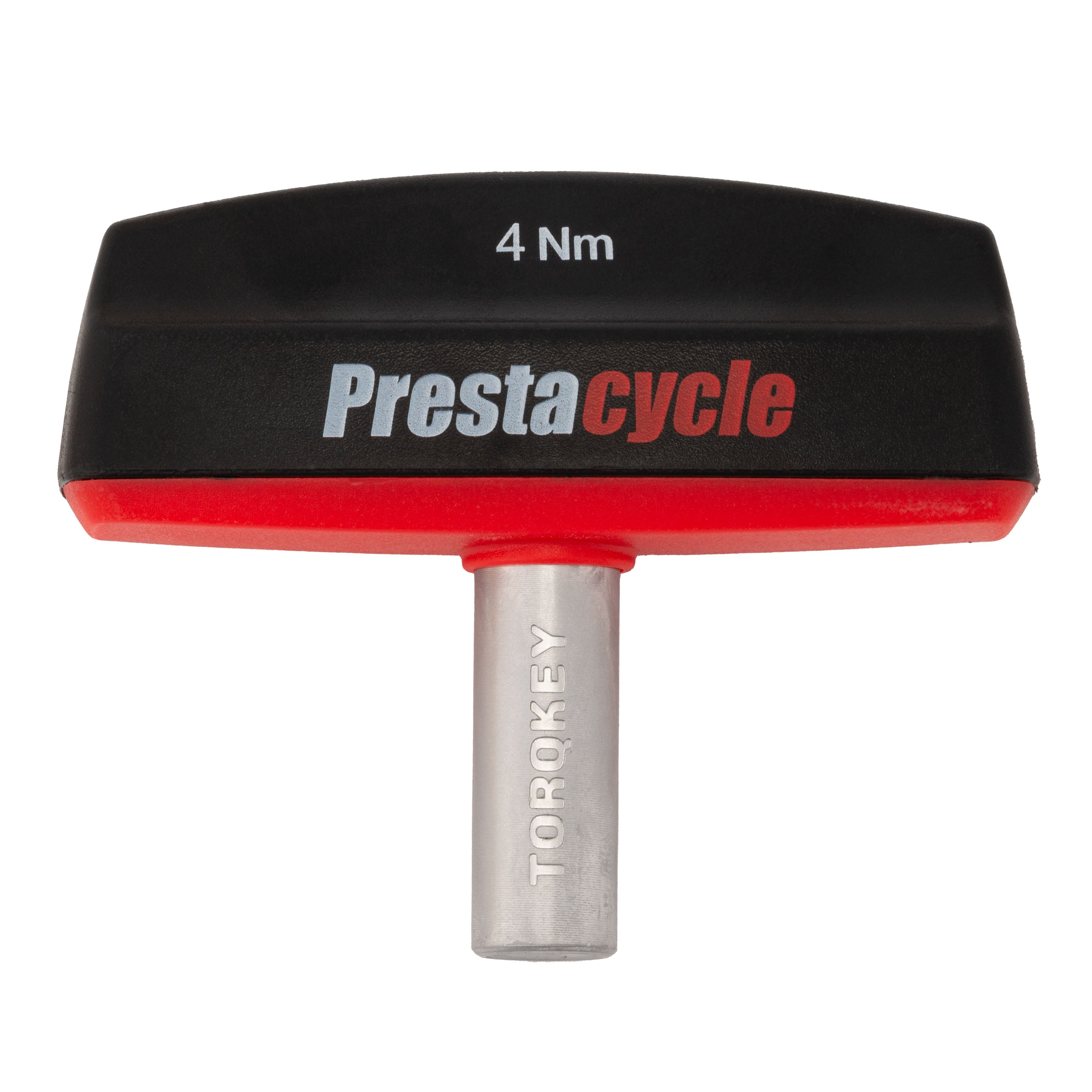 The Prestacycle Pro TorqKeys 4Nm T-Handle Torque-Limiting Bits Tool by Prestacycle features an ergonomic T-shaped handle and a silver shaft—a compact, precise addition to your torque tool collection.