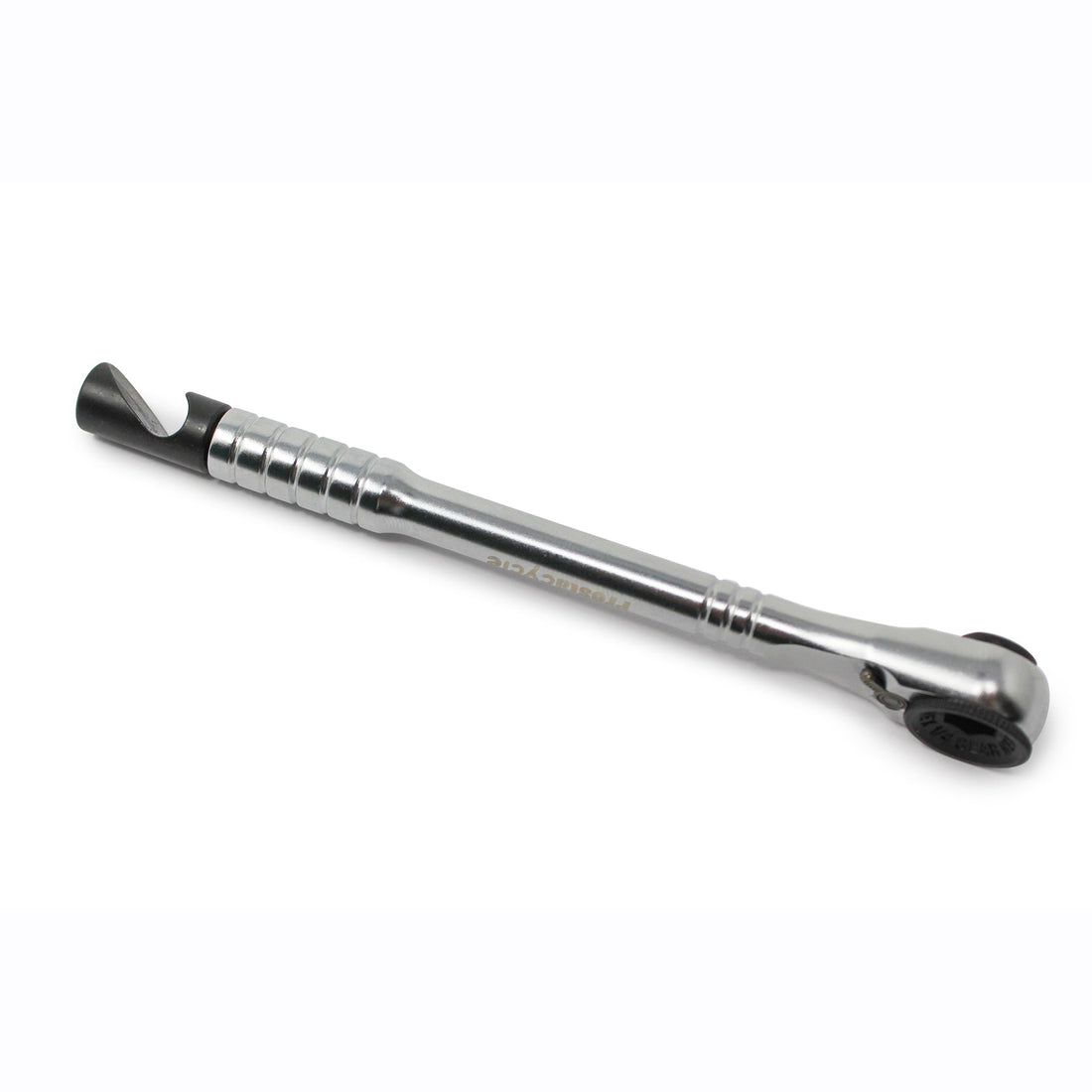 The Prestacycle Bottle Opener Specialty Bit is a sleek, silver tool with a black tip from Prestacycle—perfect for your bits tools collection and designed for easy bottle opening.